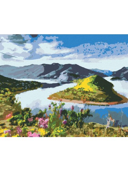 Diamantové maľovanie - MEANDRY RIEKY (Rámovanie bez rámu a bez vypnutia plátna, Rozmer 40x50 cm)