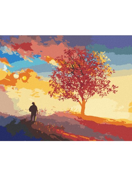 Diamantové maľovanie - STROM NA ÚPLNOM VRCHOLE KOPCA (Rámovanie bez rámu a bez vypnutia plátna, Rozmer 40x50 cm)