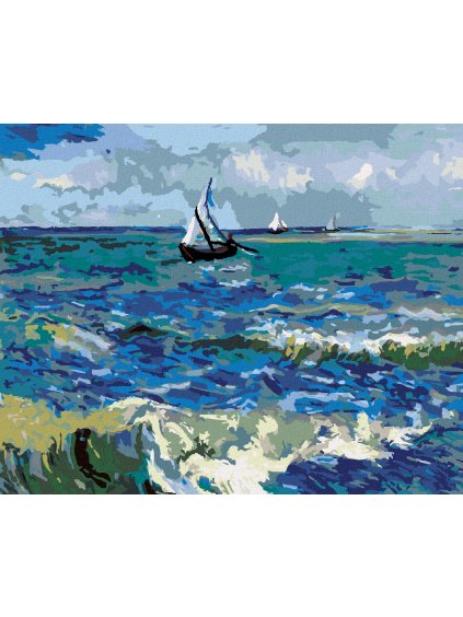 Diamantové maľovanie - PLACHETNICE A MAĽOVANÉ MORE (Rámovanie bez rámu a bez vypnutia plátna, Rozmer 40x50 cm)