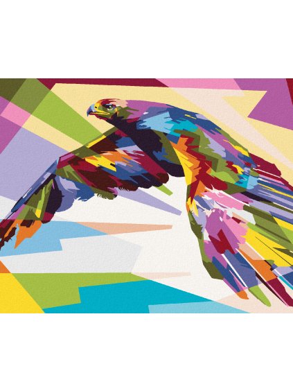 Diamantové maľovanie - FAREBNÝ OROL V LETKU (Rámovanie bez rámu a bez vypnutia plátna, Rozmer 40x50 cm)