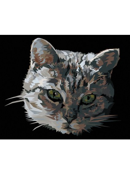 Diamantové maľovanie - ŠEDÁ MAČKA PORTRÉT (Rámovanie bez rámu a bez vypnutia plátna, Rozmer 40x50 cm)