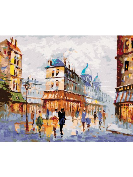 Diamantové maľovanie - POHĽAD NA ULICU PARÍŽ (Rámovanie bez rámu a bez vypnutia plátna, Rozmer 40x50 cm)