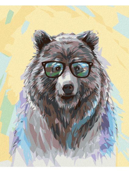 Diamantové maľovanie - MEDVEĎ S OKULIARMI (Rámovanie bez rámu a bez vypnutia plátna, Rozmer 40x50 cm)