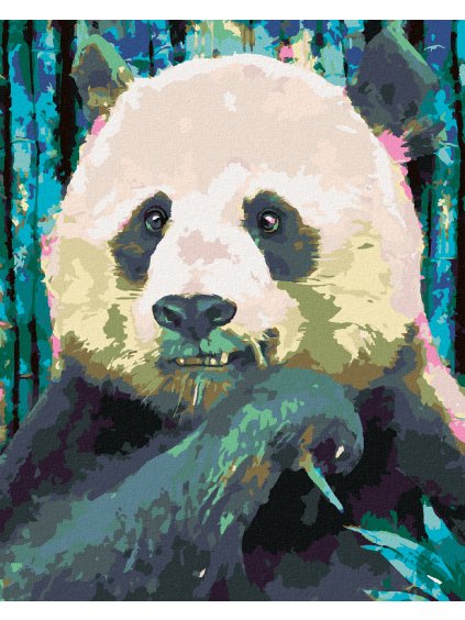 Diamantové maľovanie - FAREBNÁ PANDA (Rámovanie bez rámu a bez vypnutia plátna, Rozmer 40x50 cm)