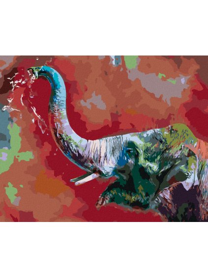 Diamantové maľovanie - ŠŤASTNÝ FAREBNÝ SLON (Rámovanie bez rámu a bez vypnutia plátna, Rozmer 40x50 cm)