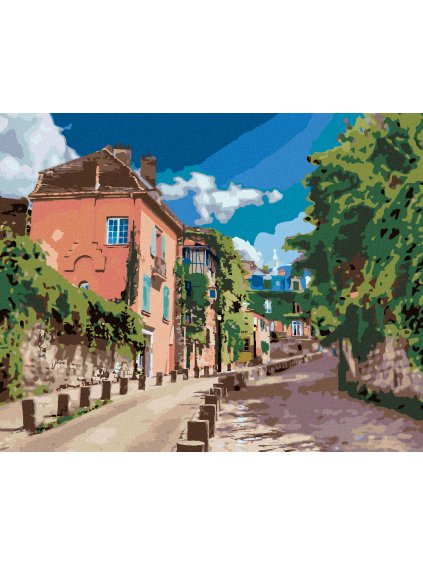 Diamantové maľovanie - ZELENÁ ULIČKA V PARÍŽI (Rámovanie bez rámu a bez vypnutia plátna, Rozmer 40x50 cm)