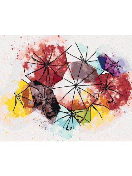 Diamantové maľovanie - FAREBNÉ DÁŽDNIKY (Rámovanie bez rámu a bez vypnutia plátna, Rozmer 40x50 cm)