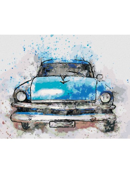 Diamantové maľovanie - MAĽOVANÉ MODRÉ AUTO (Rámovanie bez rámu a bez vypnutia plátna, Rozmer 40x50 cm)