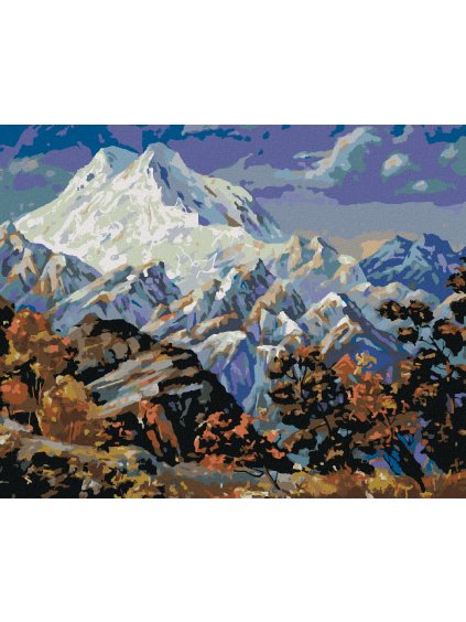 Diamantové maľovanie - POHĽAD NA HORU ELBRUS (Rámovanie bez rámu a bez vypnutia plátna, Rozmer 40x50 cm)