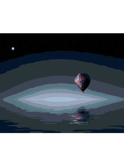 Diamantové maľovanie - HOROVZDUŠNÝ BALÓN NAD OCEÁNOM (Rámovanie bez rámu a bez vypnutia plátna, Rozmer 40x50 cm)