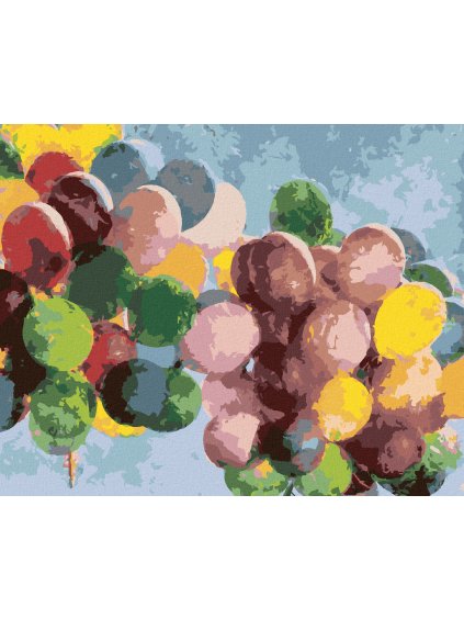 Diamantové maľovanie - FAREBNÉ NARODENINOVÉ BALÓNIKY (Rámovanie bez rámu a bez vypnutia plátna, Rozmer 40x50 cm)