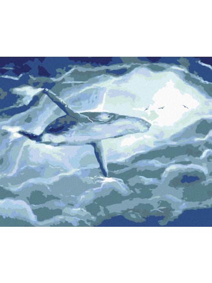 Diamantové maľovanie - VEĽRYBA V OBLAKOCH (Rámovanie bez rámu a bez vypnutia plátna, Rozmer 40x50 cm)