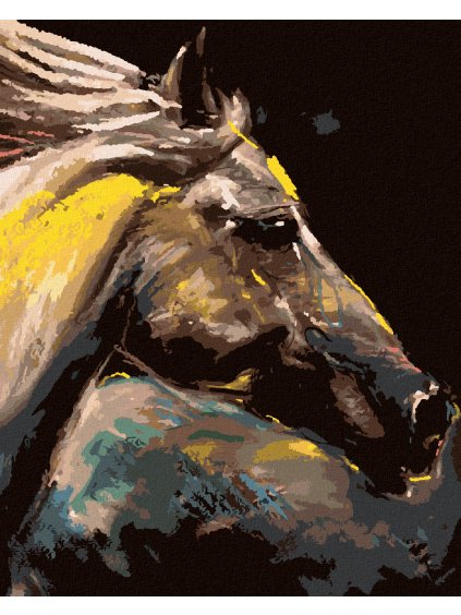 Diamantové maľovanie - PORTRÉT FAREBNÉHO KOŇA (Rámovanie bez rámu a bez vypnutia plátna, Rozmer 40x50 cm)