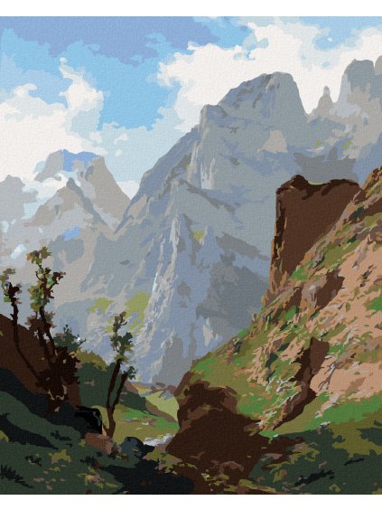 Diamantové maľovanie - VRCHOLY EURÓPY (CARLOS DE HAES) (Rámovanie bez rámu a bez vypnutia plátna, Rozmer 40x50 cm)