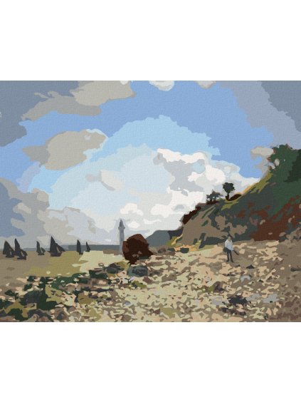 Diamantové maľovanie - PLÁŽ V HONFLEURE (CLAUDE MONET) (Rámovanie bez rámu a bez vypnutia plátna, Rozmer 40x50 cm)
