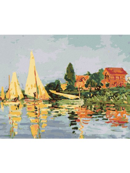 Diamantové maľovanie - REGATA V ARGENTEUIL (CLAUDE MONET) (Rámovanie bez rámu a bez vypnutia plátna, Rozmer 40x50 cm)