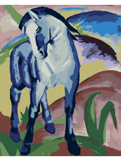 Diamantové maľovanie - MODRÝ KÔŇ (FRANZ MARC) (Rámovanie bez rámu a bez vypnutia plátna, Rozmer 40x50 cm)