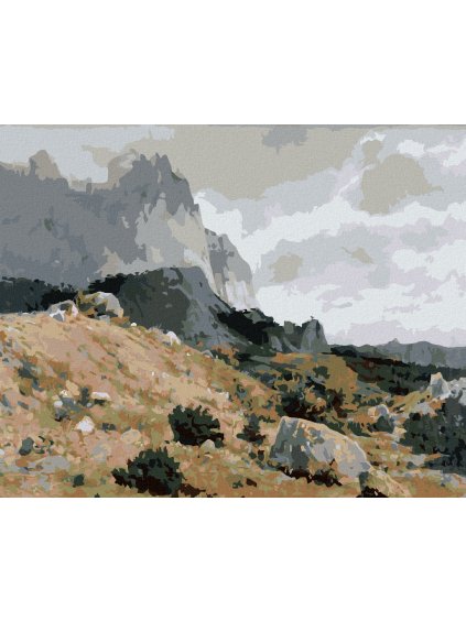 Diamantové maľovanie - SKALNATÁ KRAJINA (IVAN SHISHKIN) (Rámovanie bez rámu a bez vypnutia plátna, Rozmer 40x50 cm)