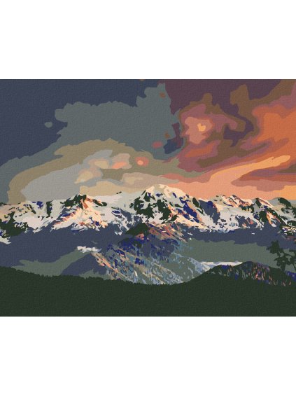 Diamantové maľovanie - ZASNEŽENÉ POHORIE A BOROVICOVÝ LES (Rámovanie bez rámu a bez vypnutia plátna, Rozmer 40x50 cm)