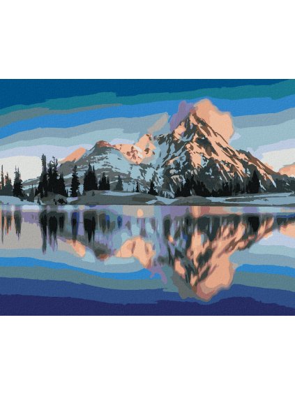 Diamantové maľovanie - HORY ODRÁŽAJÚCE SA V ZELENÝCH JAZERÁCH (Rámovanie bez rámu a bez vypnutia plátna, Rozmer 40x50 cm)