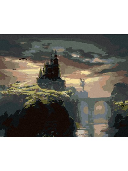 Diamantové maľovanie - HRAD NA KOPCI (Rámovanie bez rámu a bez vypnutia plátna, Rozmer 40x50 cm)