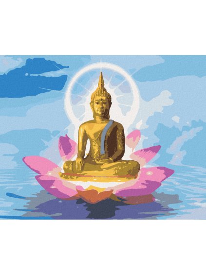 Diamantové maľovanie - BUDDHA V LOTOSE (Rámovanie bez rámu a bez vypnutia plátna, Rozmer 40x50 cm)