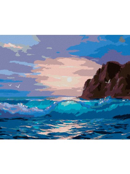 Diamantové maľovanie - RÁNO PRI MORI (Rámovanie bez rámu a bez vypnutia plátna, Rozmer 40x50 cm)