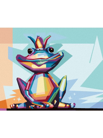 Diamantové maľovanie - FAREBNÁ ŽABA S KORUNOU (Rámovanie bez rámu a bez vypnutia plátna, Rozmer 40x50 cm)