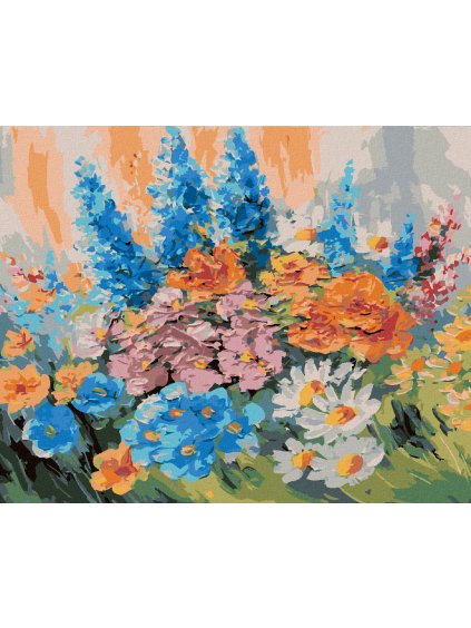 Diamantové maľovanie - ABSTRAKTNÁ KYTICA JARNÝCH KVETÍN (Rámovanie bez rámu a bez vypnutia plátna, Rozmer 40x50 cm)