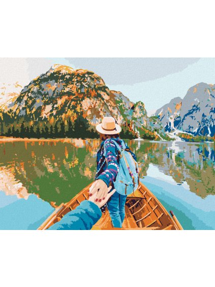 Diamantové maľovanie - ŽENA NA LOĎKE (Rámovanie bez rámu a bez vypnutia plátna, Rozmer 40x50 cm)