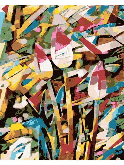 Diamantové maľovanie - ABSTRAKTNÉ TULIPÁNY (Rámovanie bez rámu a bez vypnutia plátna, Rozmer 40x50 cm)