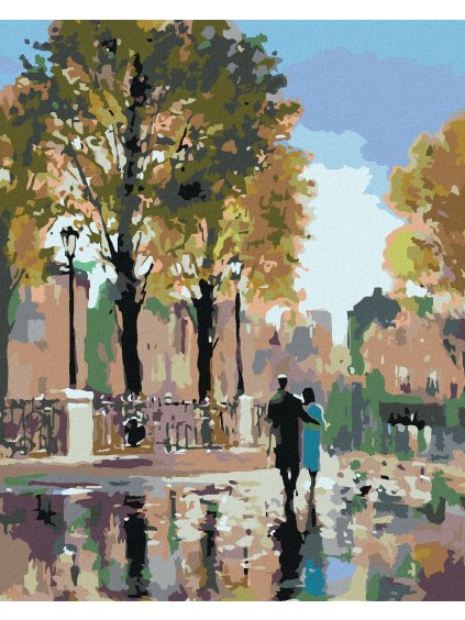 Diamantové maľovanie - NA PRECHÁDZKE V PARKU (Rámovanie bez rámu a bez vypnutia plátna, Rozmer 40x50 cm)