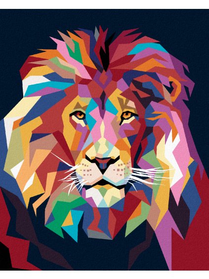 Diamantové maľovanie - FAREBNÝ LEV PORTRÉT II (Rámovanie bez rámu a bez vypnutia plátna, Rozmer 40x50 cm)