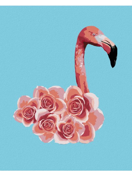 Diamantové maľovanie - PLAMENIAK A RUŽA (Rámovanie bez rámu a bez vypnutia plátna, Rozmer 40x50 cm)