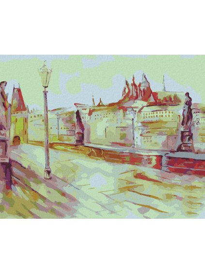 Diamantové maľovanie - ABSTRAKTNÝ KARLOV MOST (Rámovanie bez rámu a bez vypnutia plátna, Rozmer 40x50 cm)