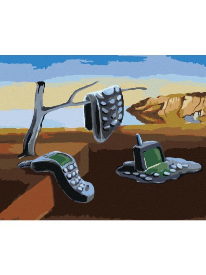 Diamantové maľovanie - ROZTEČENÉ MOBILY - INŠPIRÁCIA SALVADOR DALÍ (Rámovanie bez rámu a bez vypnutia plátna, Rozmer 40x50 cm)