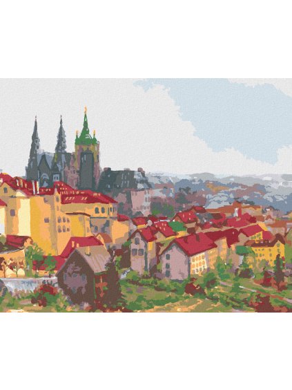 Diamantové maľovanie - PRAŽSKÝ HRAD (Rámovanie bez rámu a bez vypnutia plátna, Rozmer 40x50 cm)