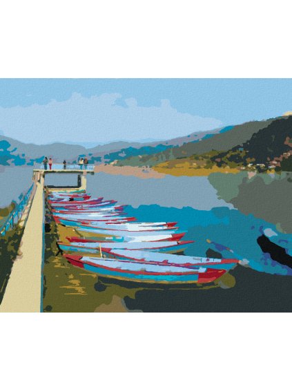 Diamantové maľovanie - LOĎKY NA JAZERE (Rámovanie bez rámu a bez vypnutia plátna, Rozmer 40x50 cm)