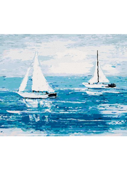 Diamantové maľovanie - LOĎKY NA MORI (Rámovanie bez rámu a bez vypnutia plátna, Rozmer 40x50 cm)