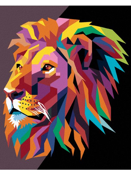 Diamantové maľovanie - FAREBNÝ LEV MODERNÝ ŠTÝL (Rámovanie bez rámu a bez vypnutia plátna, Rozmer 40x50 cm)