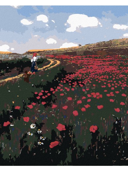 Diamantové maľovanie - VLČIE MAKY V POLI (PÁL SZINYEI MERSE) (Rámovanie bez rámu a bez vypnutia plátna, Rozmer 40x50 cm)