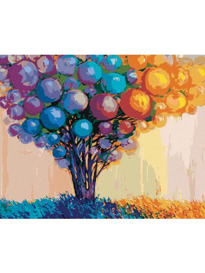 Diamantové maľovanie - STROM ZDOBENÝ LOPTAMI (Rámovanie bez rámu a bez vypnutia plátna, Rozmer 40x50 cm)