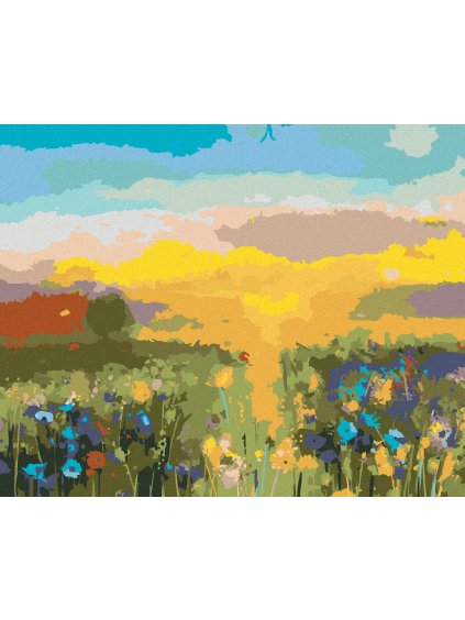 Diamantové maľovanie - FAREBNÁ ABSTRAKTNÁ LÚKA (Rámovanie bez rámu a bez vypnutia plátna, Rozmer 40x50 cm)