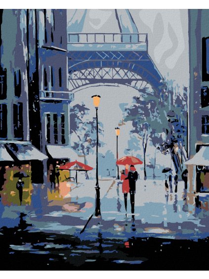 Diamantové maľovanie - ZIMA A EIFFELOVA VEŽA (Rámovanie bez rámu a bez vypnutia plátna, Rozmer 40x50 cm)