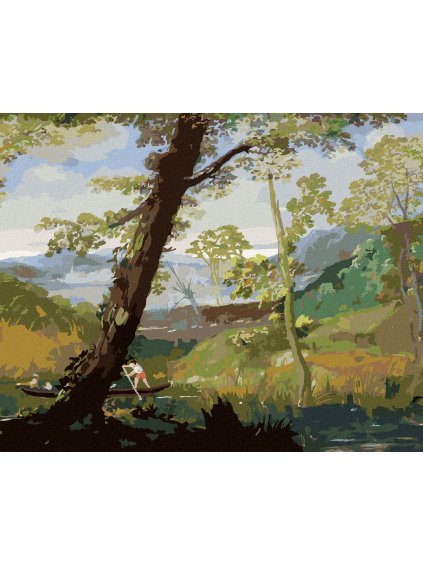 Diamantové maľovanie - RIEČNA KRAJINA (ANNIBALE CARRACCI) (Rámovanie bez rámu a bez vypnutia plátna, Rozmer 40x50 cm)