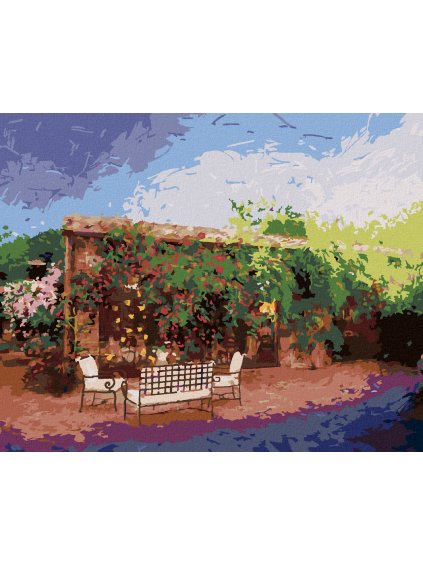 Diamantové maľovanie - ZÁHRADKA V TOSKÁNSKU (Rámovanie bez rámu a bez vypnutia plátna, Rozmer 40x50 cm)