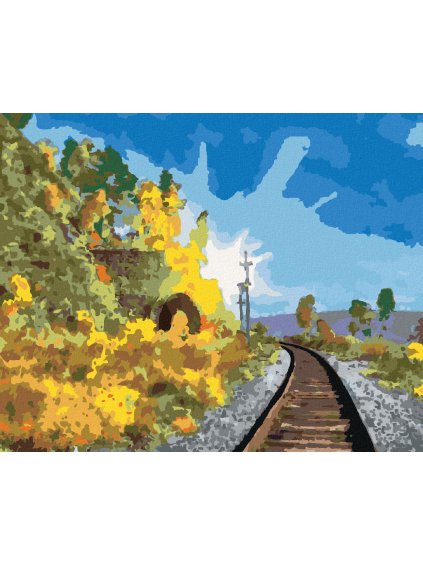 Diamantové maľovanie - LETNÁ KRAJINA SO ŽELEZNICOU (Rámovanie bez rámu a bez vypnutia plátna, Rozmer 40x50 cm)