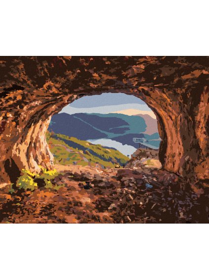Diamantové maľovanie - VÝHĽAD Z JASKYNE (Rámovanie bez rámu a bez vypnutia plátna, Rozmer 40x50 cm)