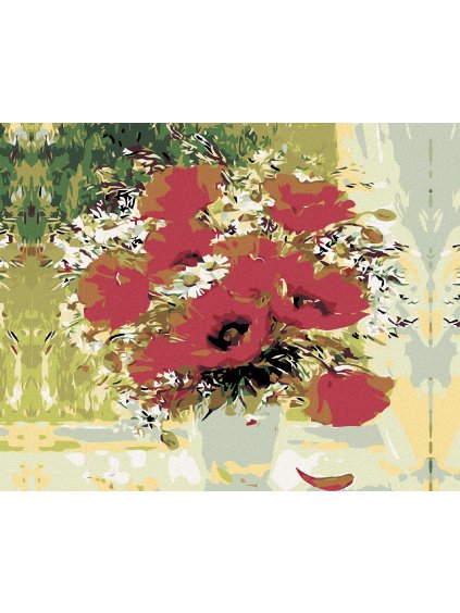 Diamantové maľovanie - KYTICA VLČÍCH MAKOV (Rámovanie bez rámu a bez vypnutia plátna, Rozmer 40x50 cm)