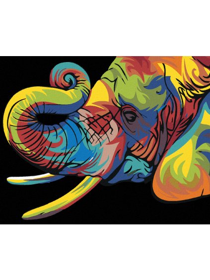 Diamantové maľovanie - FAREBNÝ SLON I (Rámovanie bez rámu a bez vypnutia plátna, Rozmer 40x50 cm)